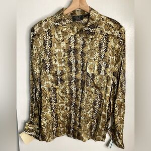 YL Studio Deadstock Vtg Silk Animal Print Blouse 12